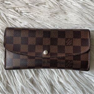 Louis Vuitton Brown Damier Ebene Emilie Continental Wallet Snap Closure 2013 OS